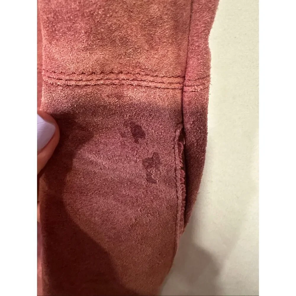 Free People Retro Love Suede Shift Dress Mauve Pink Sleevless Pockets Medium